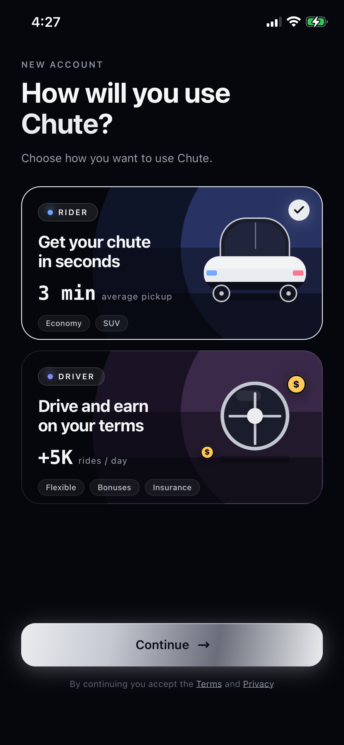 Chute app screenshot 2